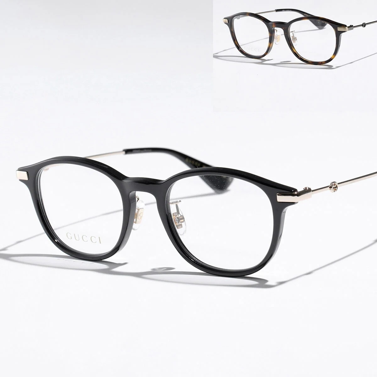 GUCCI グッチ メガネ GG1471OJ メンズ ボストン型 伊達メガネ ダブルGロゴ めがね 眼鏡 黒縁 セルフレーム クリングスタイプ アイウェア カラー2色