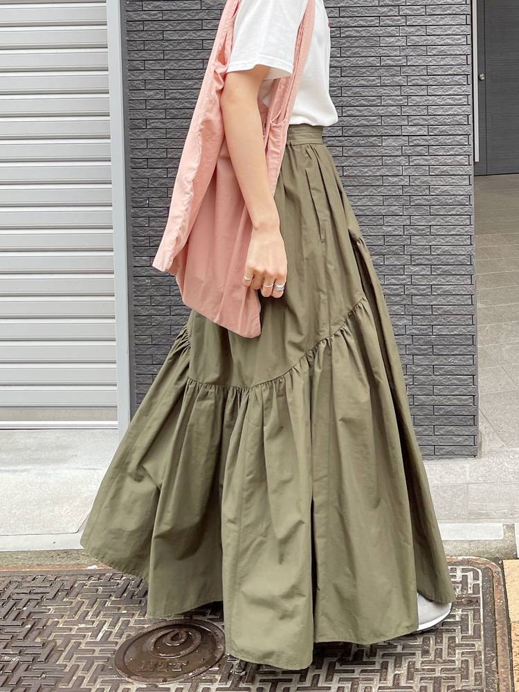 カジュアル　Aラインスカート　ロングスカート　着痩せ　レディースファッション　大人気