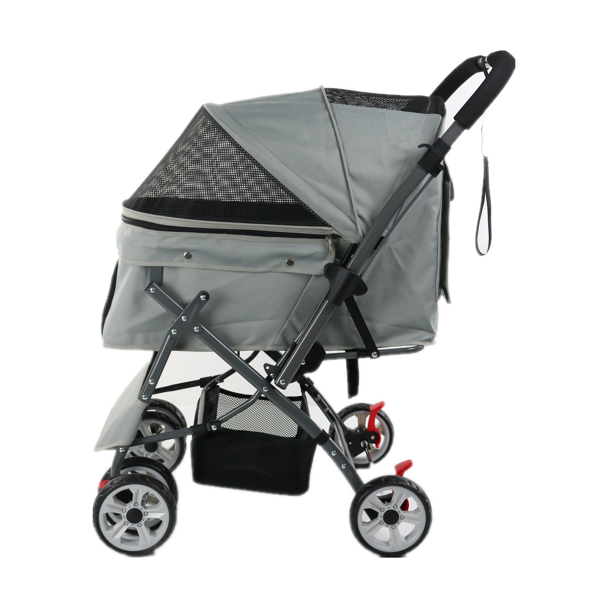 ペットカート 対面式 折りたたみ 多頭 中型犬 小型犬 猫 2way 軽量 組立簡単 工具不要 介護用 ドッグカート ペットバギー 犬 猫 動物 ペット用品 【グレー】