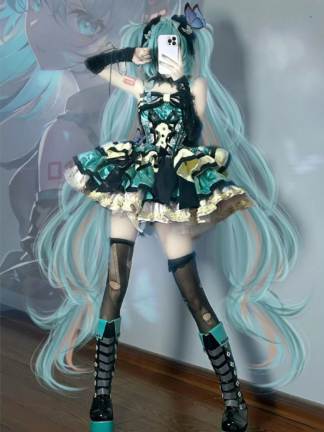 新品初音ミクコスプレ服ミク姫殿下コスプレ衣装二次元アニメフルセット蝶結び