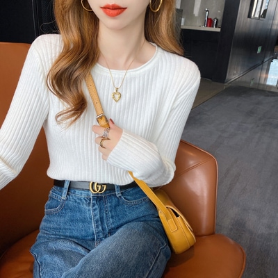 トップス ニットソー プルオーバー レギュラー丈 長袖 レギュラー袖 ラウンドネック スリム ニット 薄手 きれいめ シンプル カジュアル 大人 上品 お洒落 こなれ感 クール 無地 春 秋 誕生日 5,206円