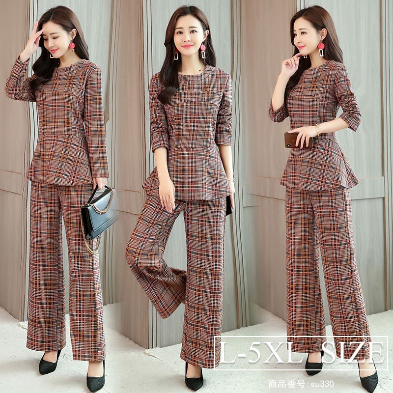 セットアップ レディース フォーマル 2点セット パンツスーツ チェック 上下セット 大きいサイズ きれいめ おしゃれ 通勤 OL 入学式 卒業式 春 秋 30代 40代 5,228円