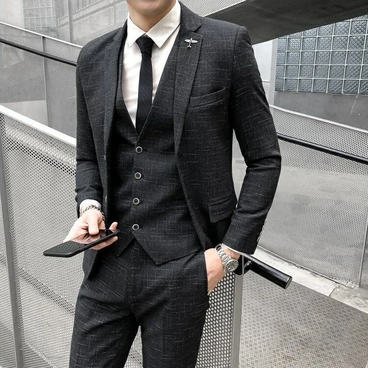 2色スリーピーススーツ 3ピース 通勤 フォーマル スリムスーツ メンズスーツ 3点セット カジュアルスーツ パーティー セットアップ 細身 スタイリッシュ おしゃれ オシャレ 結婚式 成人式 3ピー