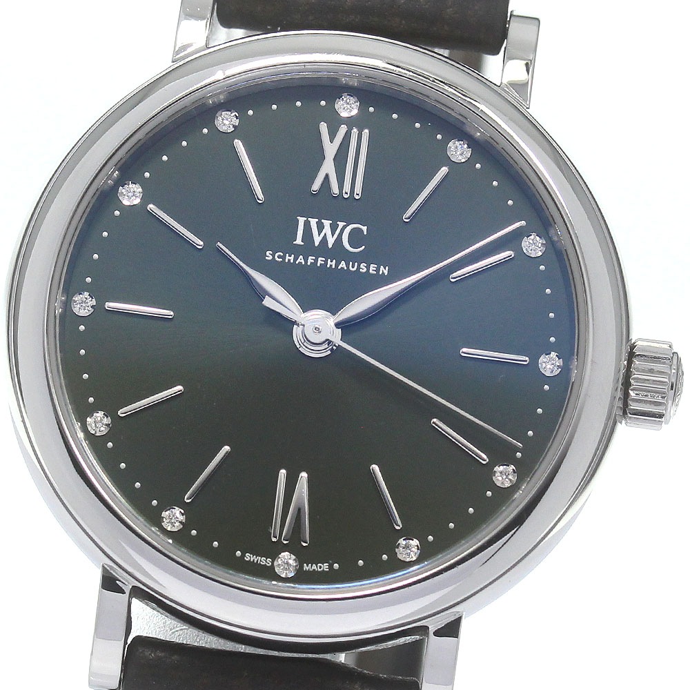 IWC SCHAFFHAUSEN IW357412 ポートフィノ オートマティック 34 12Pダイヤ 自動巻き レディース 保証書付き_831975【中古】