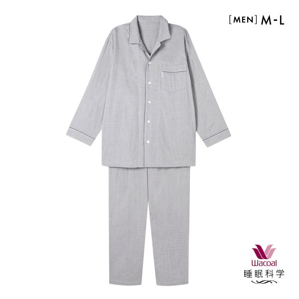 ワコール 睡眠科学 メンズ 三重ガーゼ シャツパジャマ 長袖 上下セット 綿100％ ふんわりやわら