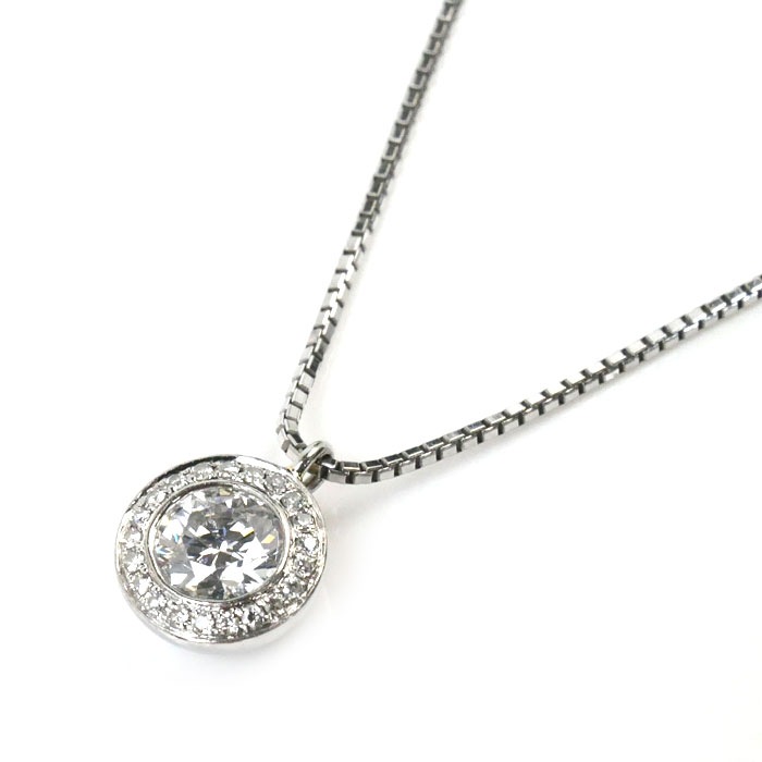 Pt900プラチナ Pt850プラチナ ネックレス ベネチアン ダイヤモンド0.40ct/0.05ct 4.4g -46cm レディース 中古