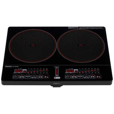 【動作確認済】【中古】本体のみ ヤマゼン 2口IH調理器 YEK-1456G-B 台付き ブラック