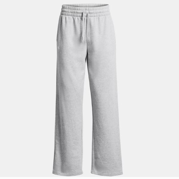 1381847-011 グレー 女性 UA ライバル フリース ストレート レッグ パンツ 裏起毛 ワイドパンツ 長ズボン