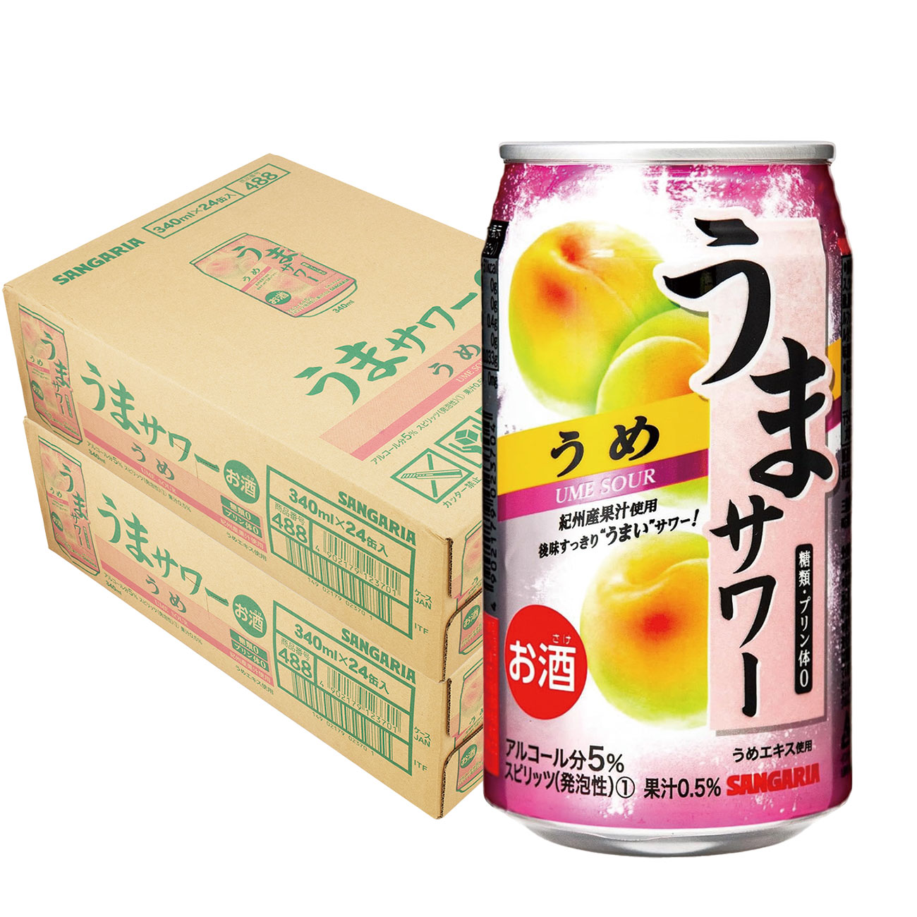 【送料無料】サンガリア うまサワー うめ 340ml2ケース/48本【北海道沖縄県東北四国九州地方は必ず送料が掛かります】