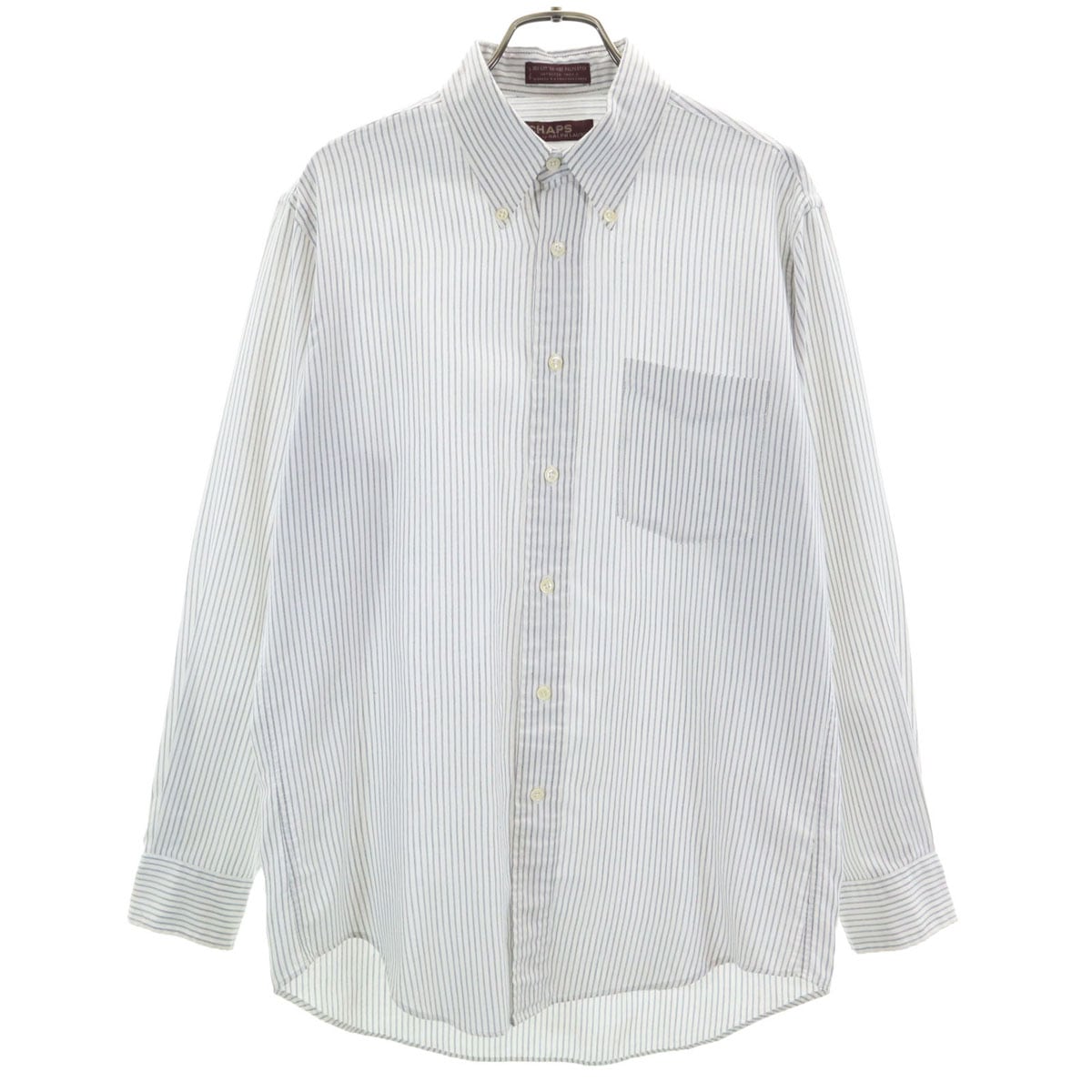 Chaps by Ralph Lauren チャップスバイラルフローレン 70s ヴィンテージ ストライプ柄 長袖 ボタンダウンシャツ 151/2 ホワイト コットンシャツ メンズ 古着 7,987円