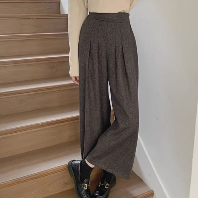 パンツ ボトムス ガウチョパンツ ロングパンツ ワイドパンツ ロング 8分丈 クロップド丈 ワイド セミフレア 裾ワイド ポケット ウエストゴム コンサバ 中厚手 ストレッチ 伸縮性 きれいめその他 パンツ