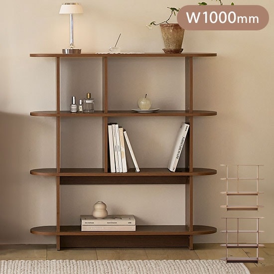 roomnhome バルトラウンドシェルフ ラック 4段 100cm ドレッサー 見せる収納 収納 サイドテーブル メイクスペース オープンラック デザインラック シェルフ スリム ディスプレイラック