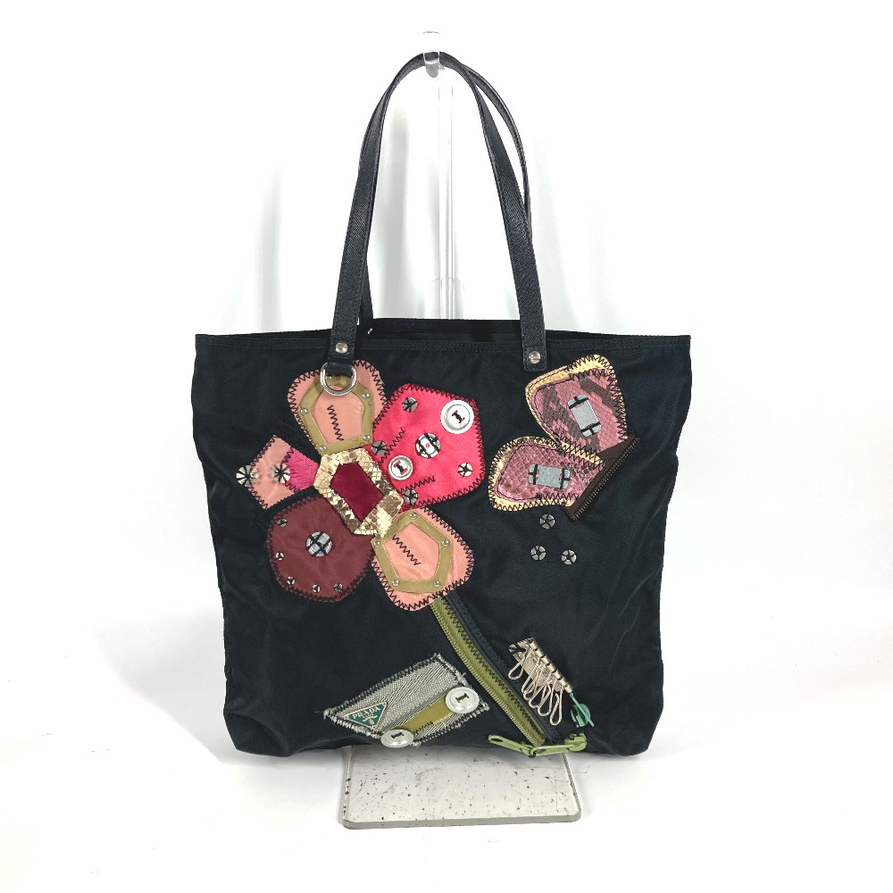 トートバッグ 刺繍 フラワー 金具 花 ショルダーバッグ カバン 肩掛け ハンドバッグ ナイロン ブラック 26,455円