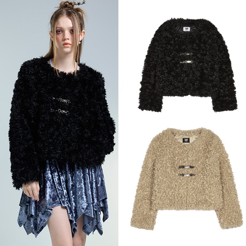 AM FUR JACKET (BLACK / BEIGE)