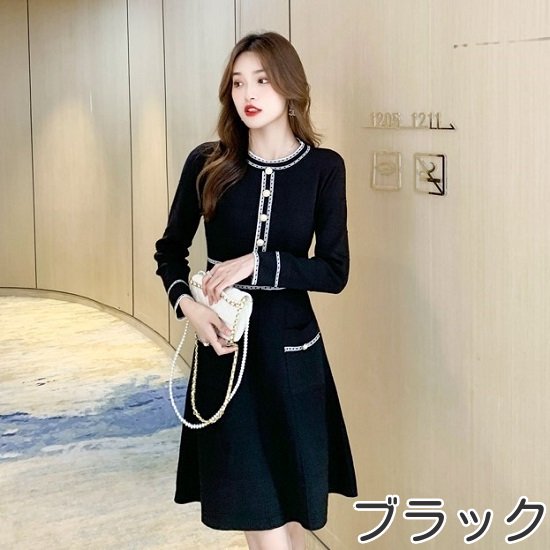【取寄：納期2週間】ニットワンピース レディース 大きいサイズ ワンピース 膝丈 ひざ丈 秋冬新作 秋 冬 秋冬 冬ワンピース ひざ丈ワンピース ニット 長袖 長袖ワンピース