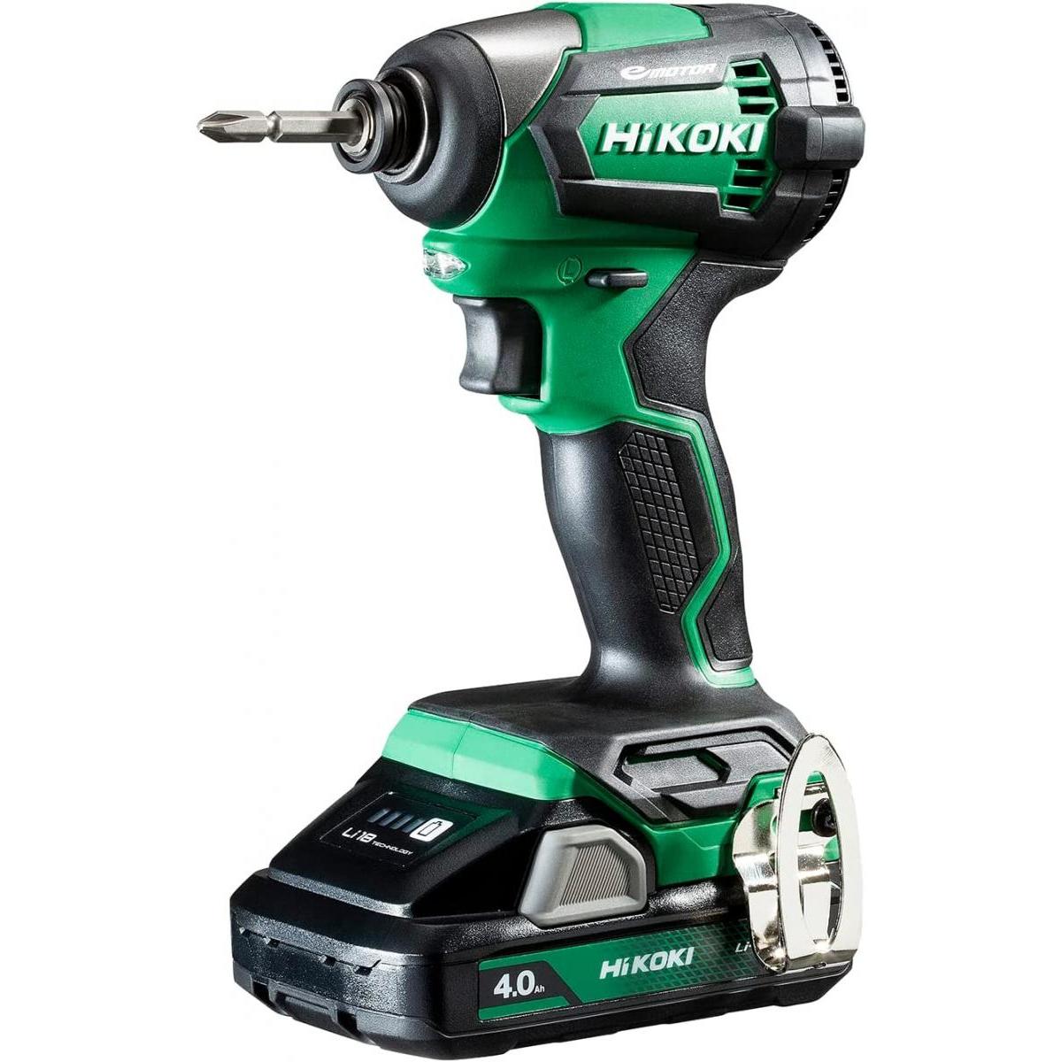 HiKOKI(ハイコーキ) 18V 充電式 インパクトドライバー アグレッシブグリーン 薄型18V 4.0Ah電池2個充電器ケース付　ビット別売り WH18DE (2LC)