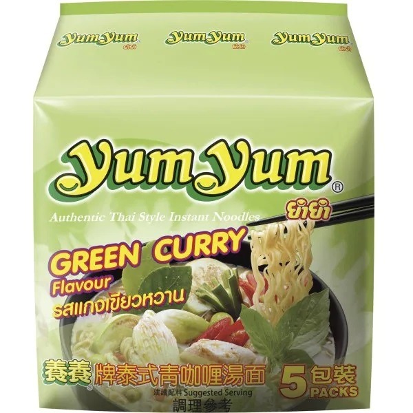【送料無料】YumYum ヤムヤム インスタントヌードル グリーンカレー (70g5袋入り)18個