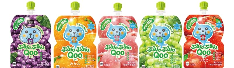 「バラエティ茶屋147　ミニッツ メイド Qoo ぷるんぷるんQoo（ゼリー飲料）パウチ125ｇ5種類各6個　合計30個の詰め合わせセット」おまけ付き【Tシャツプレゼント】　クーゼリー　みかん味6個