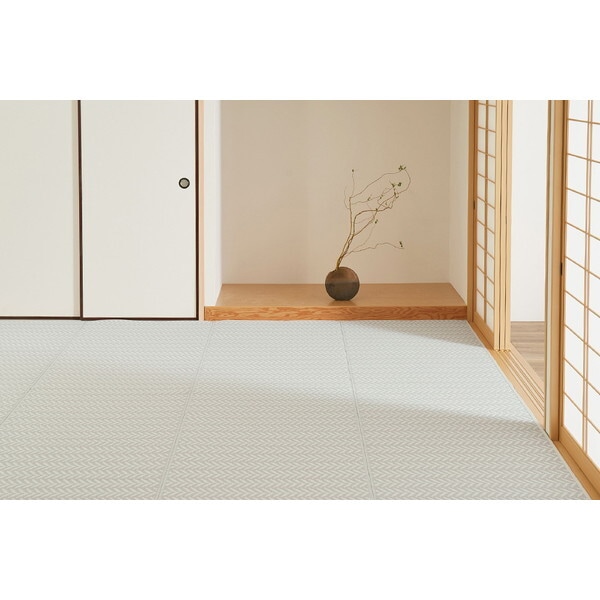 81968080 裏付き 洗えるい草風カーペット パスラッシュ 江戸間8畳 348×352 グレー メーカー直送