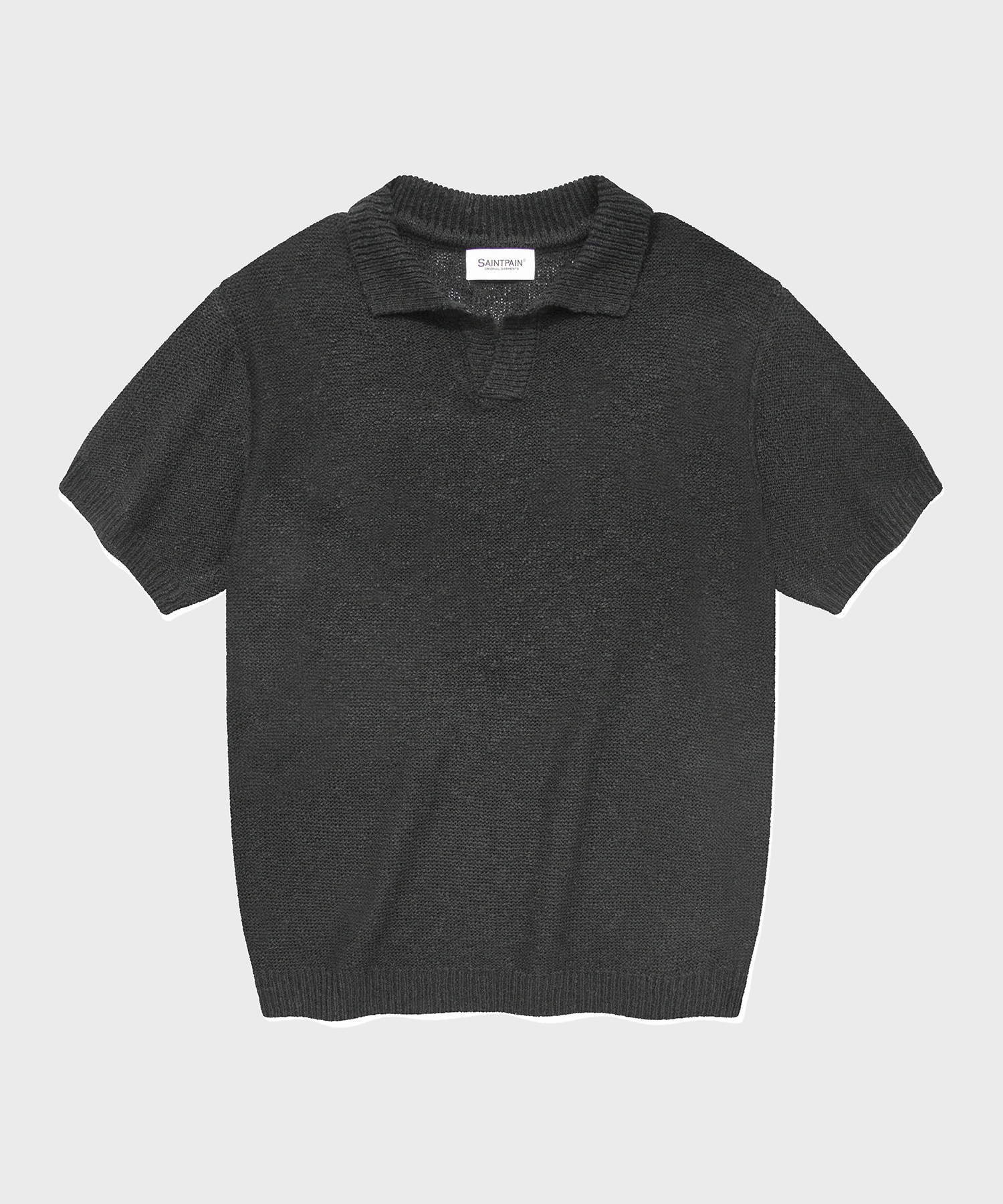 SP Boucle Collar Short Sleeve Knit-Black