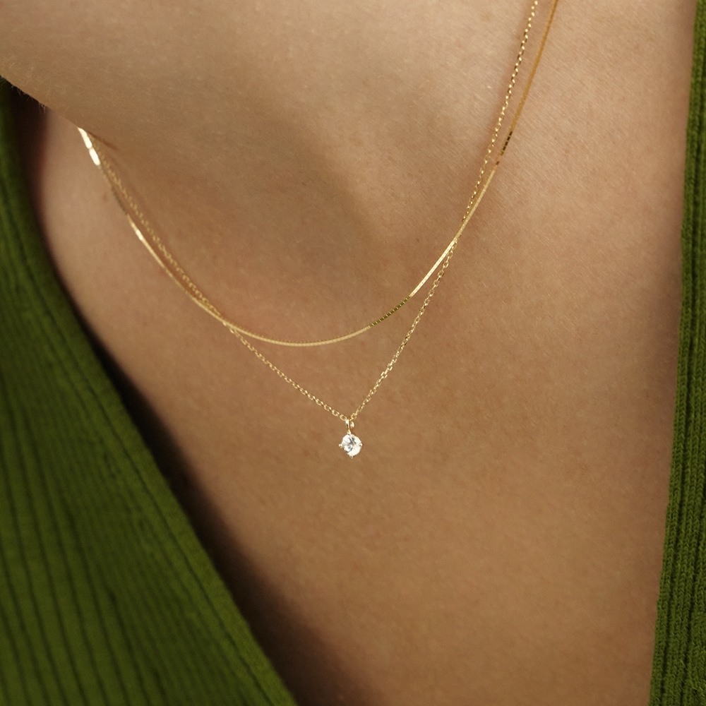 LUNNE 14k シグネチャーストーンネックレス K14ゴールド #E06