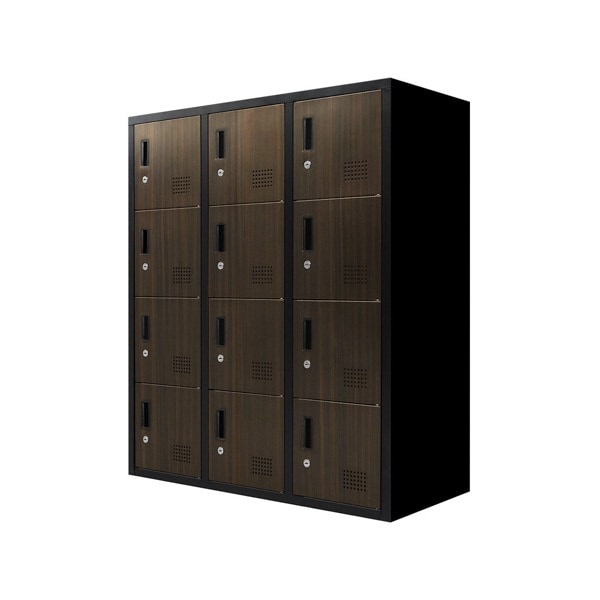 法人限定 Netforce FH-12-C-W-DBR ダークブラウン FACILE (ファシル) シューズロッカー 12人用 幅900mm 木目 メーカー直送