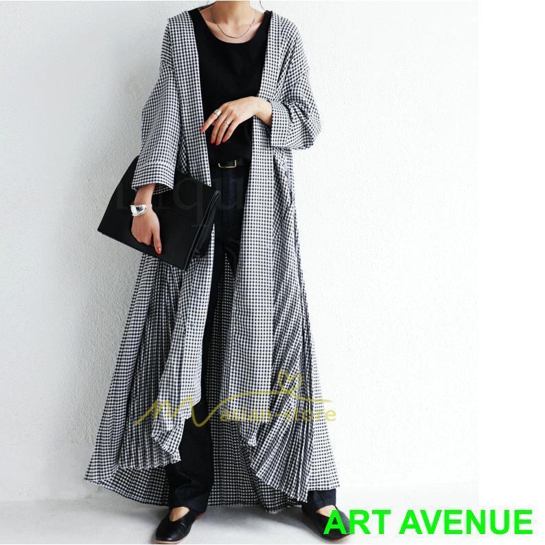 ワンピース レディース ワンピ おしゃれ きれいめ 40代 50代 ロング丈 着痩せ 長袖 体型カバー カーディガン チェック柄 20代30代 カジュアル