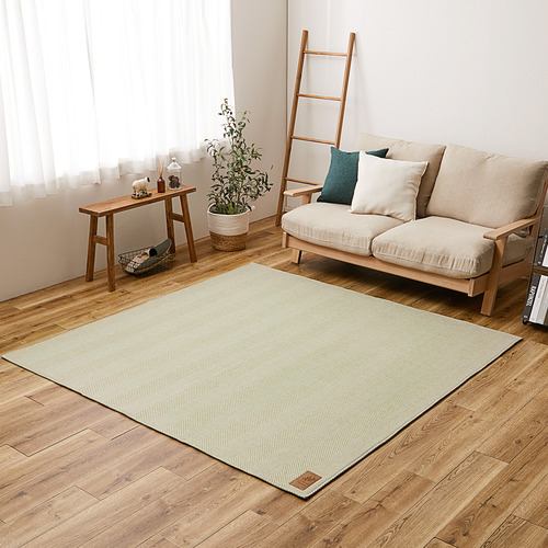 【メーカー直送品】萩原 ヘリンボンラグ ボーナ 約230×230cm グリーン