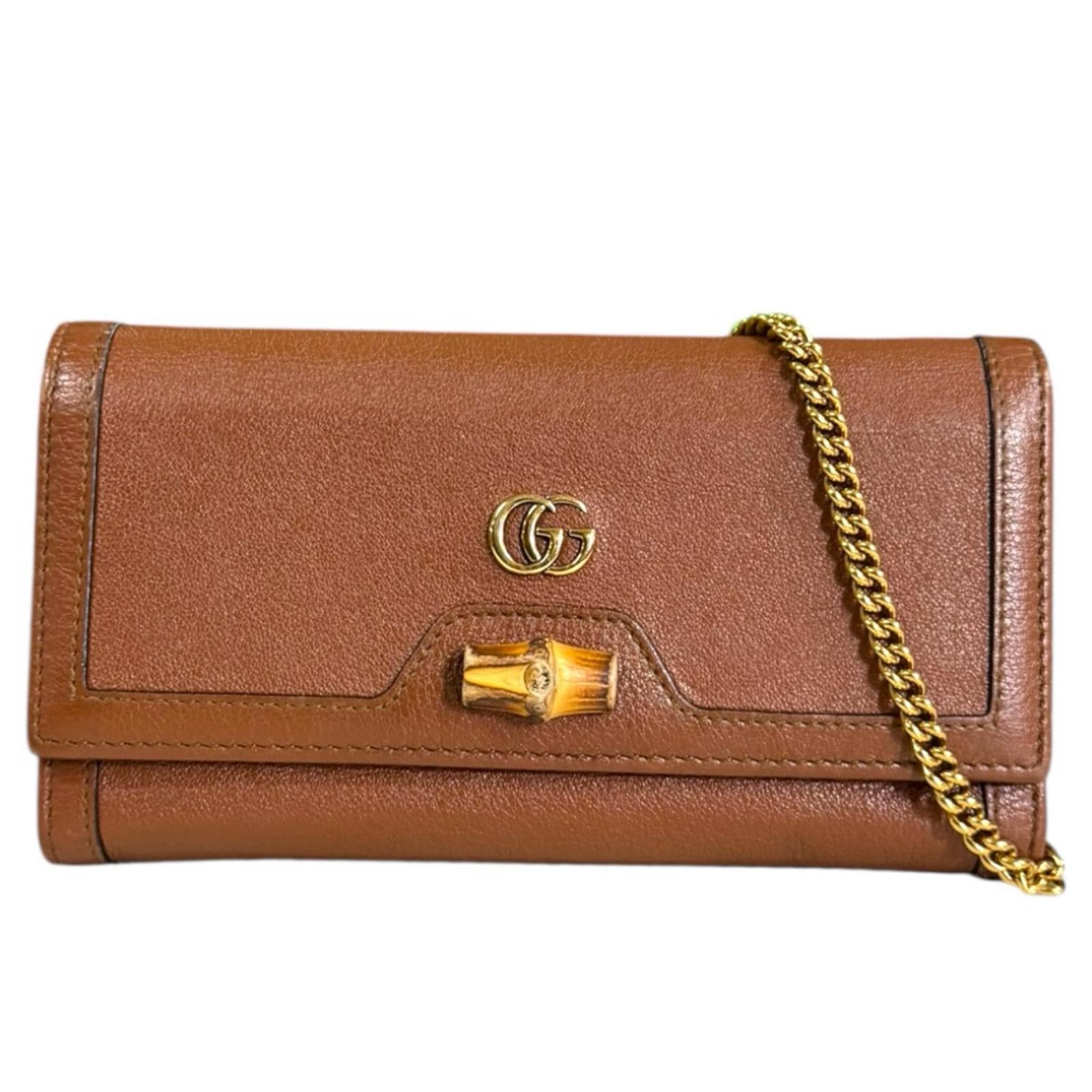 グッチ バンブー ショルダーバッグ レザー 658243 ブラウン GUCCI 中古