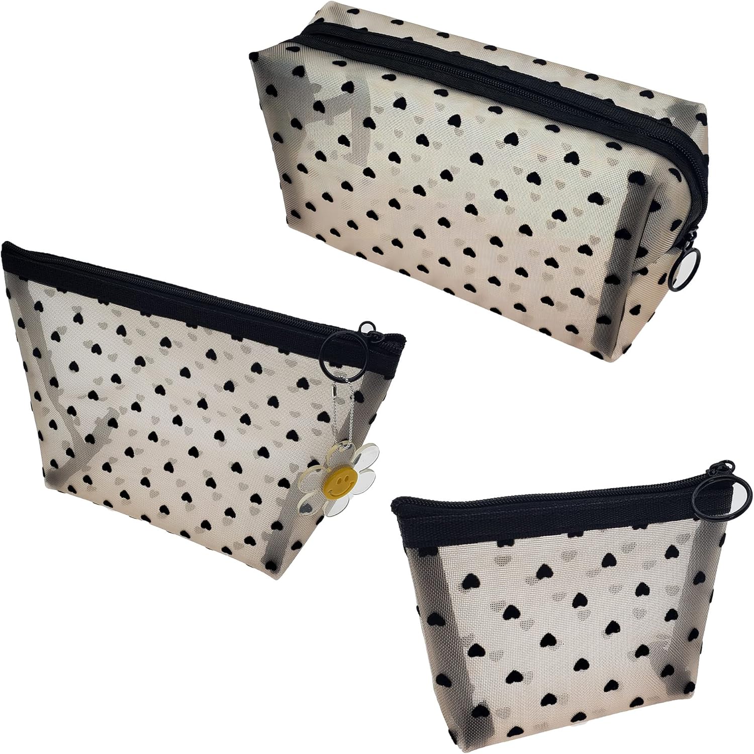 化粧ポーチ 3点セット 半透明 化粧品収納整理 軽量 持ち運び便利 出張 旅行