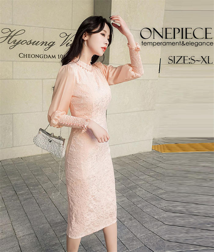 ワンピース ドレス おしゃれ タイトワンピース 長袖 春秋 パーティードレス 上品 レディース エレガント 優雅 セクシー 長袖 フォーマル 通勤 事務服 オフィス ミモレ丈 カジュアル 30代40代