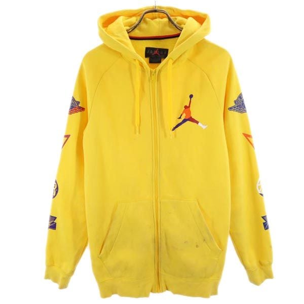 エアジョーダン ジャンプマンロゴ 長袖 ジップパーカー S イエロー AIR JORDAN 裏起毛 メンズ