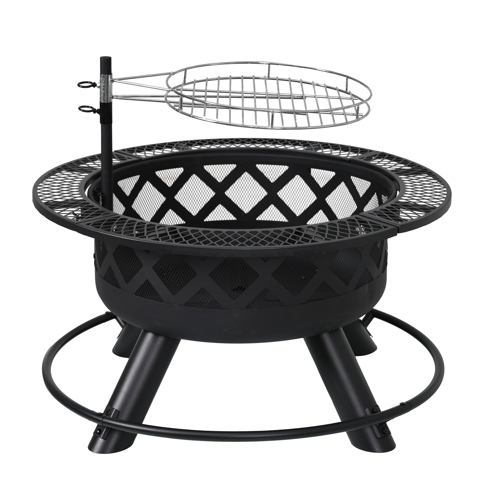 [国内即発送]ファイヤーピット 焚き火台 バーベキューコンロ 焚火台 大型焚火 ファミリーキャンプ キャンプ キャンプグッズ 大型 二次燃焼 BBQ BBQコンロ 焚き火台 屋外 アウトドア【ブラック