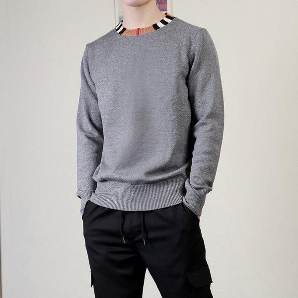 メンズニット 男性 チェック配色セーター ビッグサイズ ブラック グレー ベージュ チャコール_LKKN01