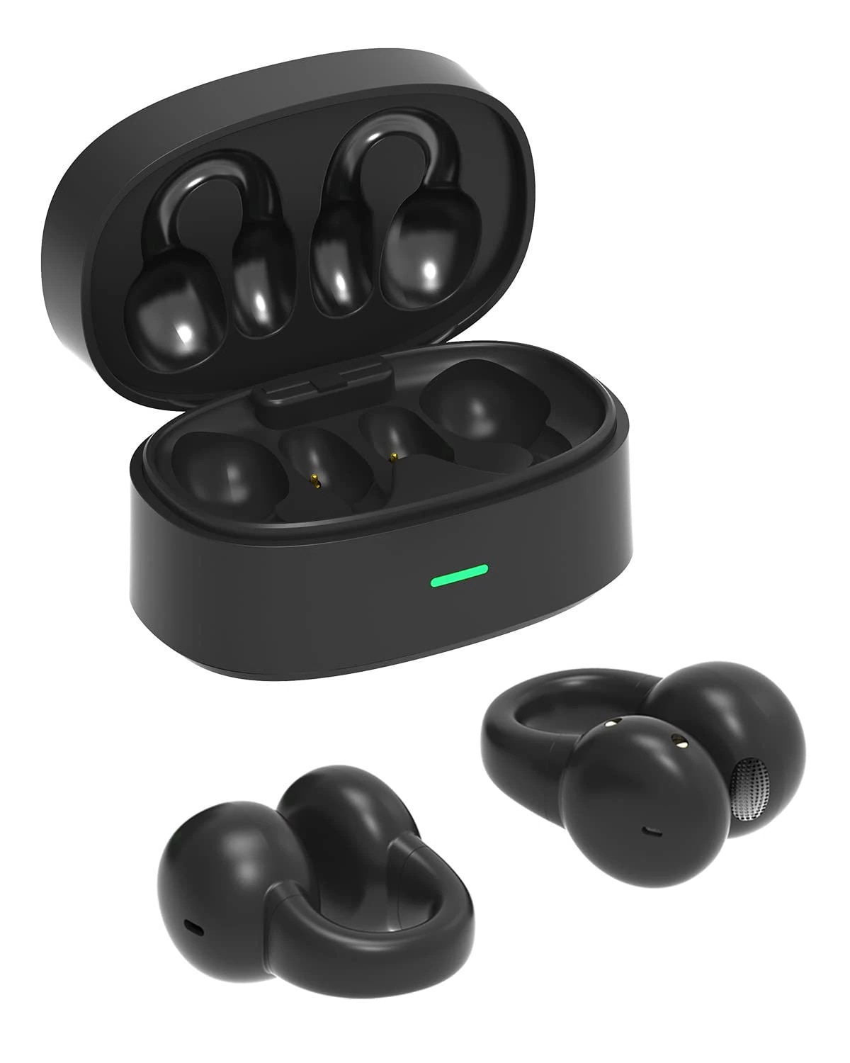 【初設計 】Bluetoothイヤホン Mongeese 耳を塞がない ワイヤレスイヤホン bluetooth 5.3+EDR マイク付き 耳挟み式 空気伝導イヤホン ENCノイズキャンセリング