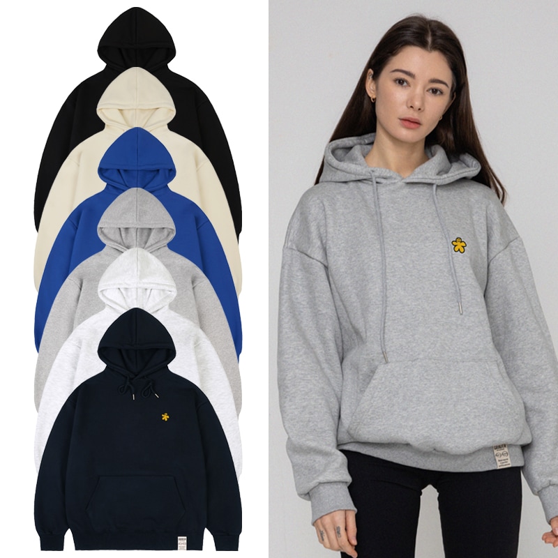 [UNISEX]Yellow odd flower embroidery hoodie_6color
