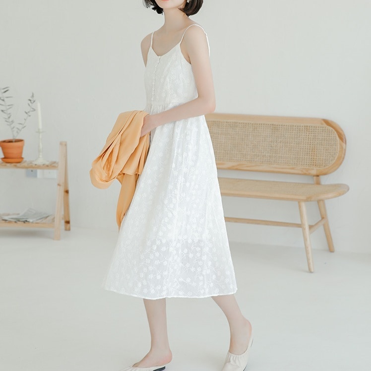 新作 スリングドレス レディース ワンピース 白 ホワイト 海辺 レース 春 夏 スウィート