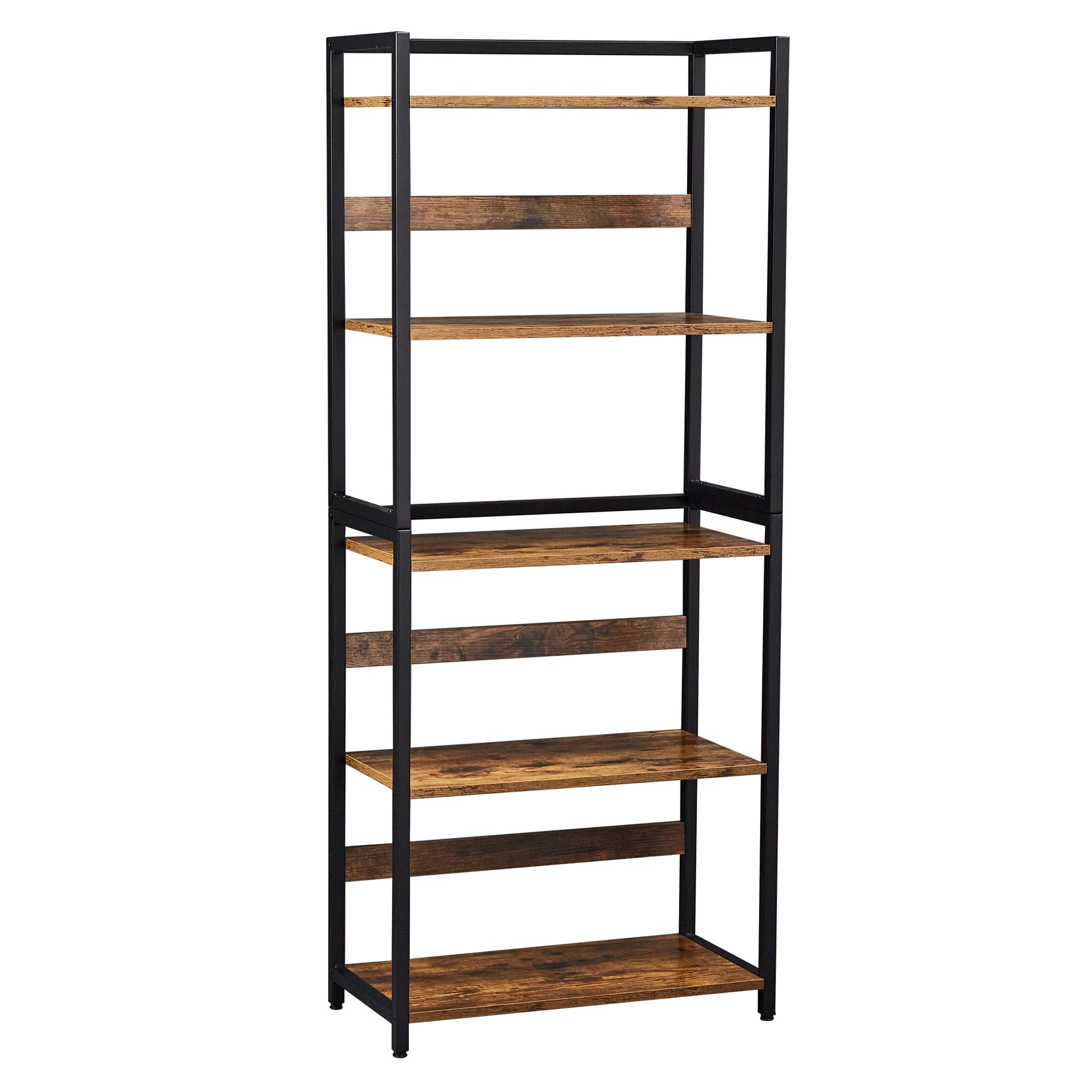 VECELO オープンシェルフ 四角 幅60cm×奥行30cm×高さ145cm スリム ラック 収納ラック アイアンラック 本棚 ラック 棚 すき間収納 キッチンラック リビングラック 花台 シェルフ