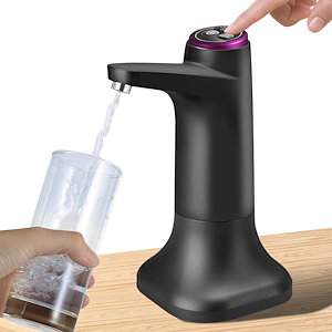 ウォーターボトルポンプ - 充電式USB飲料水スイッチホームキッチンオフィスで美容普遍的なガロンボトル飲料水ポンプのための美しい電気水提供者水ボトル（黒）