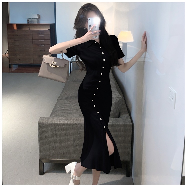 レディース ワンピース ドレス ストレートパンツ 膝下 半袖 5分袖 襟付き タイト スリム 細身 ストレート Iライン スマート 前開き ボタン 大人可愛い きれいめ シンプル カジュアル おしゃれ