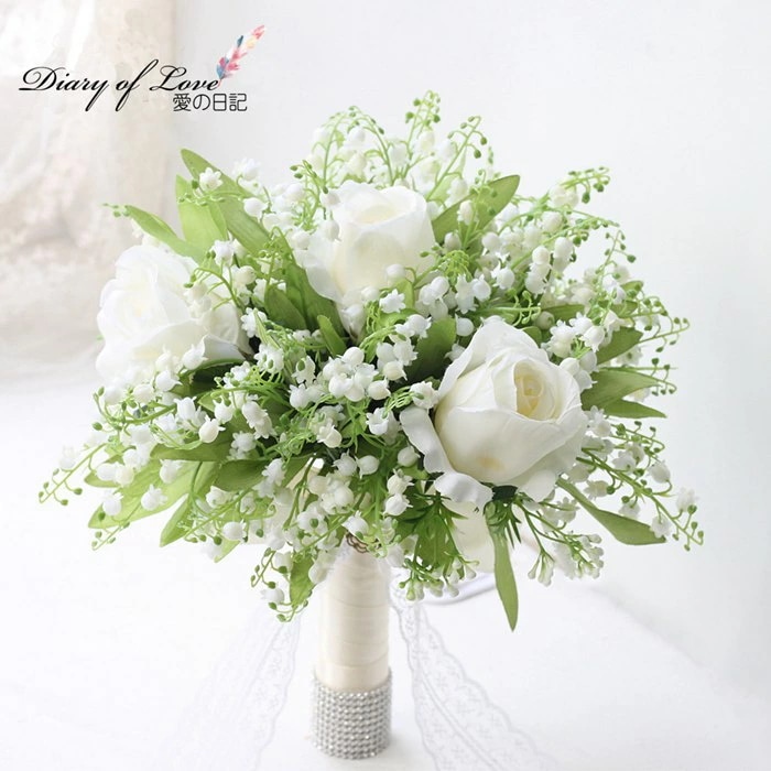新発ブライダルブーケ 造花【bouquet】結婚式 ブライダル フラワー 白バラ　ウェディングブーケ　ドウダンツツジ　ホワイト【造花ウェディングブーケブライダルブーケウエディングブーケブーケ】花嫁 写