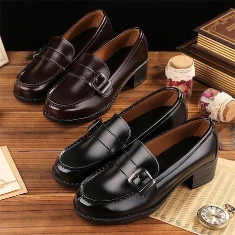 人気の新作厚底 ローファーロリータ 高校生 学生 ローファー ヒール 大学生 靴 レディースシューズ【急速出荷】安い