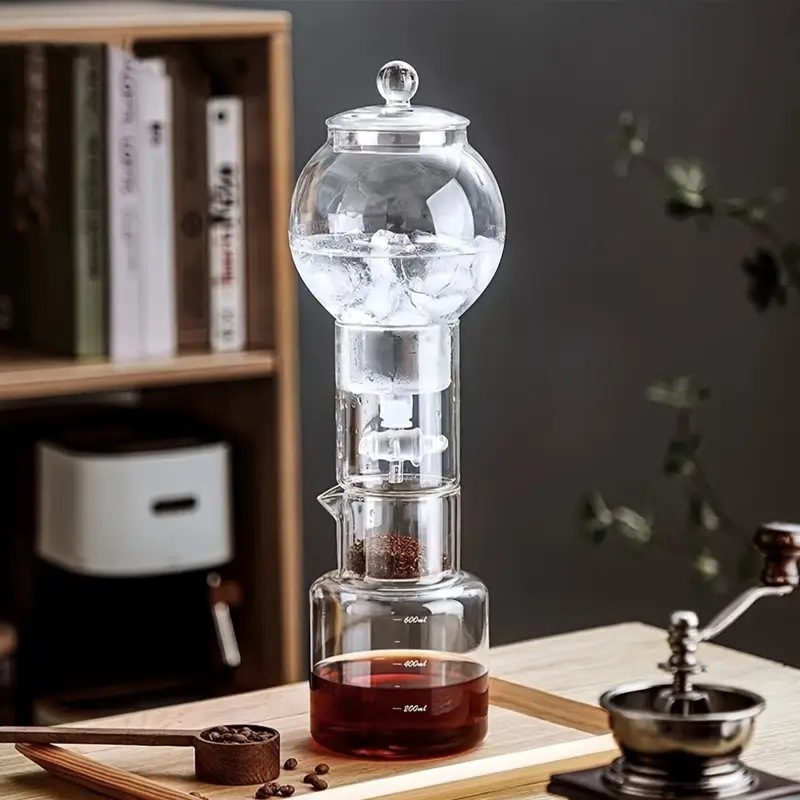 ドリップフィルター付き グラス コールドブリュー コーヒーメーカー セット アイスコーヒー用 フィルターペーパー100枚付き バリスタ向け