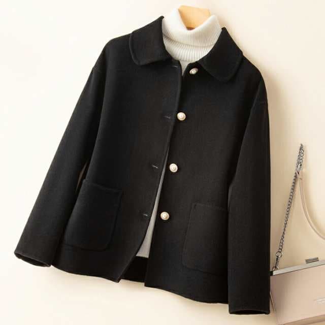 ウールコート レディース ショート丈 チェスターコート 40代 50代 30代 20代 メルトン ステンカラー ハーフコート ビジネス 暖かい