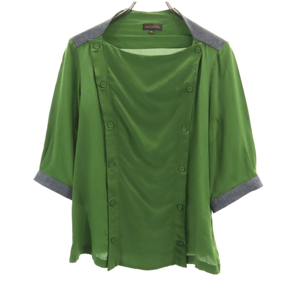 シルク 7分袖 カットソー 40 カーキ レディース