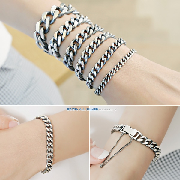 Male and Female Couple Helicer Chain Silver Bracelet (18BS705)