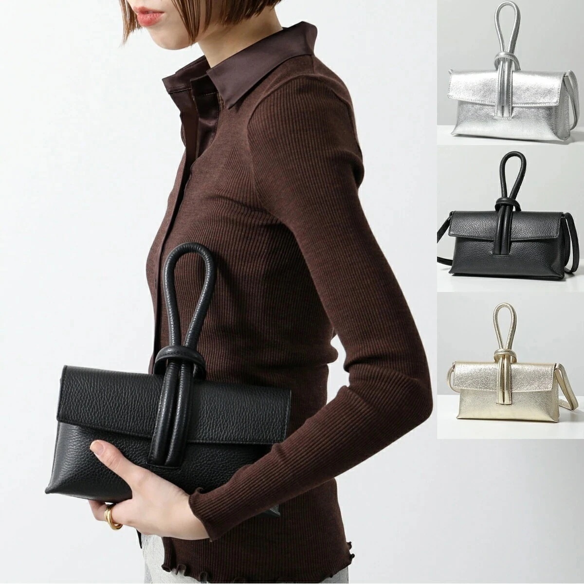 MILLELA FIRENZE ミレッラフィレンツェ ハンドバッグ 10270529 レディース レザー ループ ショルダーバッグ メタリック 鞄 カラー4色