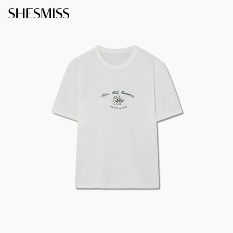 フラワーレタリング半袖Tシャツ_SSJTSQ22020_OW