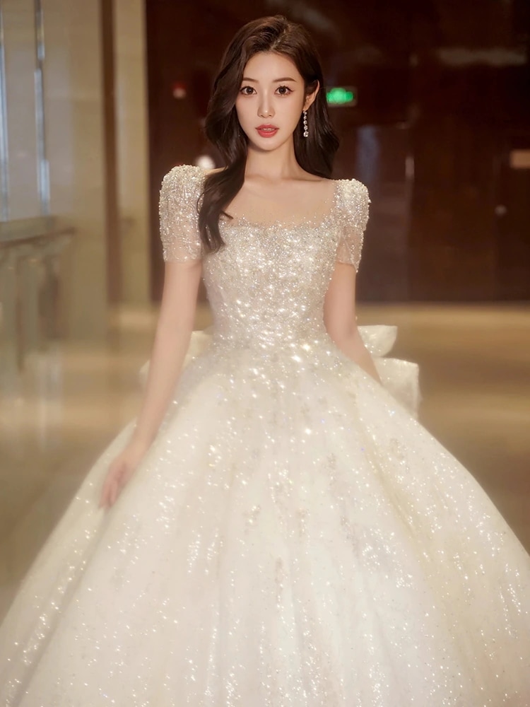 ウェディングドレス2025花嫁メイン糸ロングテール夏高級テクスチャライトレトロプチお出かけ糸