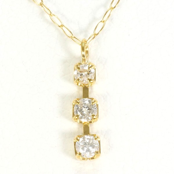 K18 18金 YG イエローゴールド ネックレス ダイヤ 0.10 約39cm ジュエリー 中古